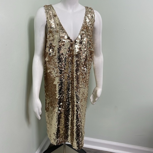 Loft Sequin Golden Beauty Mini Dress - HOCO PROM* size 10 - Picture 2 of 6